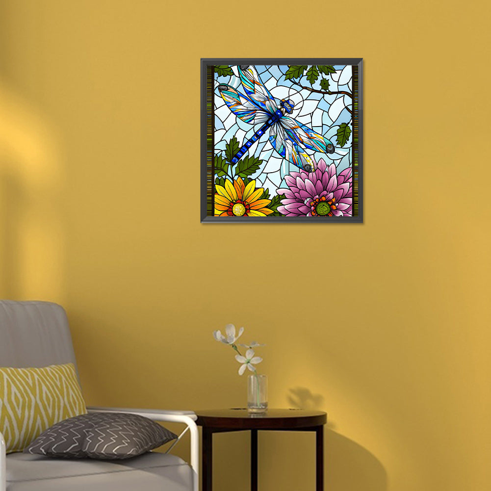 Flowers And Dragonflies - Full Round Drill Diamond Painting 30*30CM