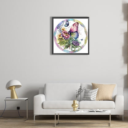 Flowers And Butterflies - Full Round Drill Diamond Painting 30*30CM