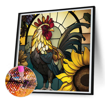 Flower And Rooster - Full Round Drill Diamond Painting 30*30CM