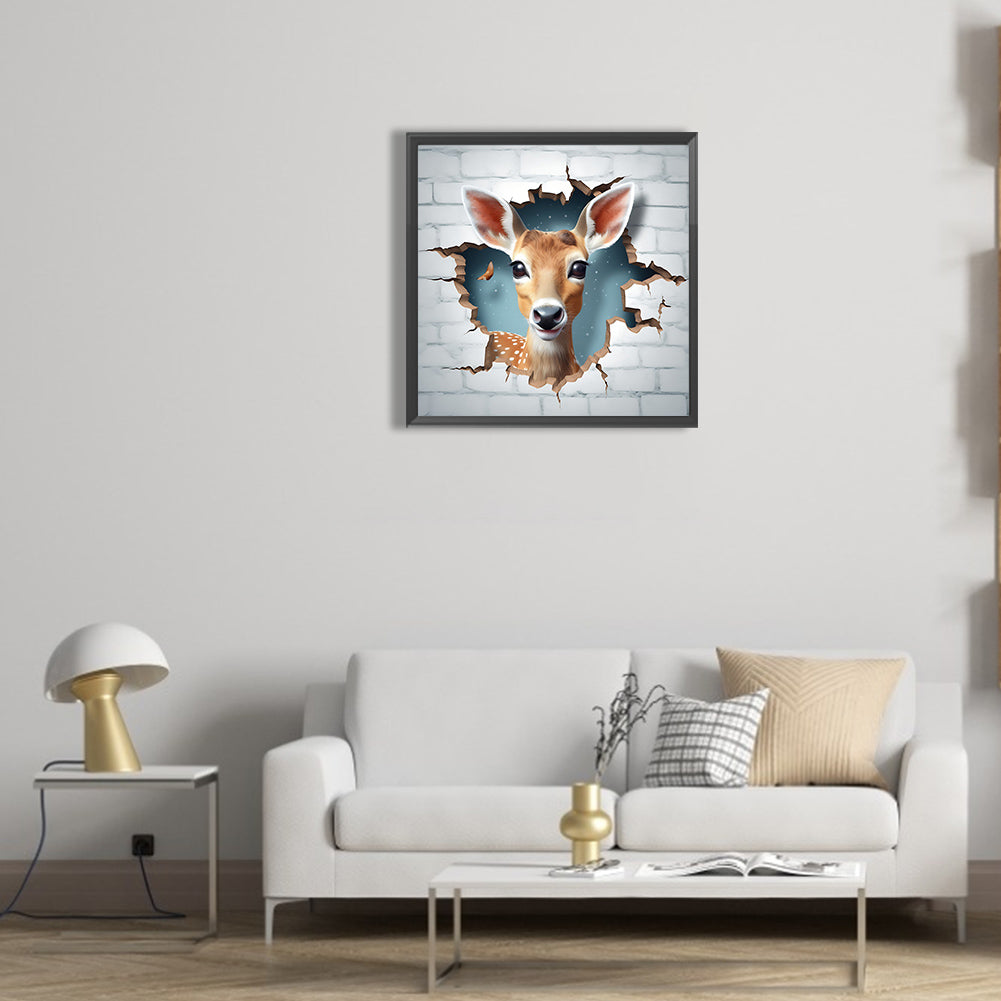 Small Animals Breaking Through The Wall - Full Round Drill Diamond Painting 30*30CM