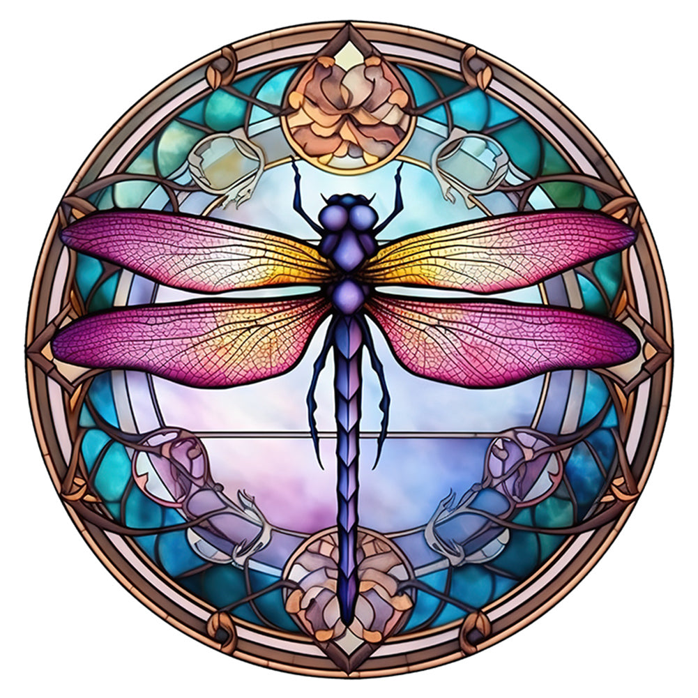 Glass Painting-Dragonfly - 18CT Stamped Cross Stitch 20*20CM