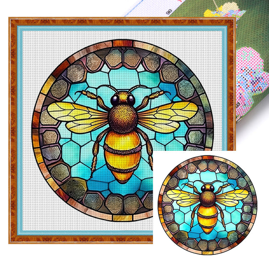 Glass Painting-Bee - 18CT Stamped Cross Stitch 20*20CM