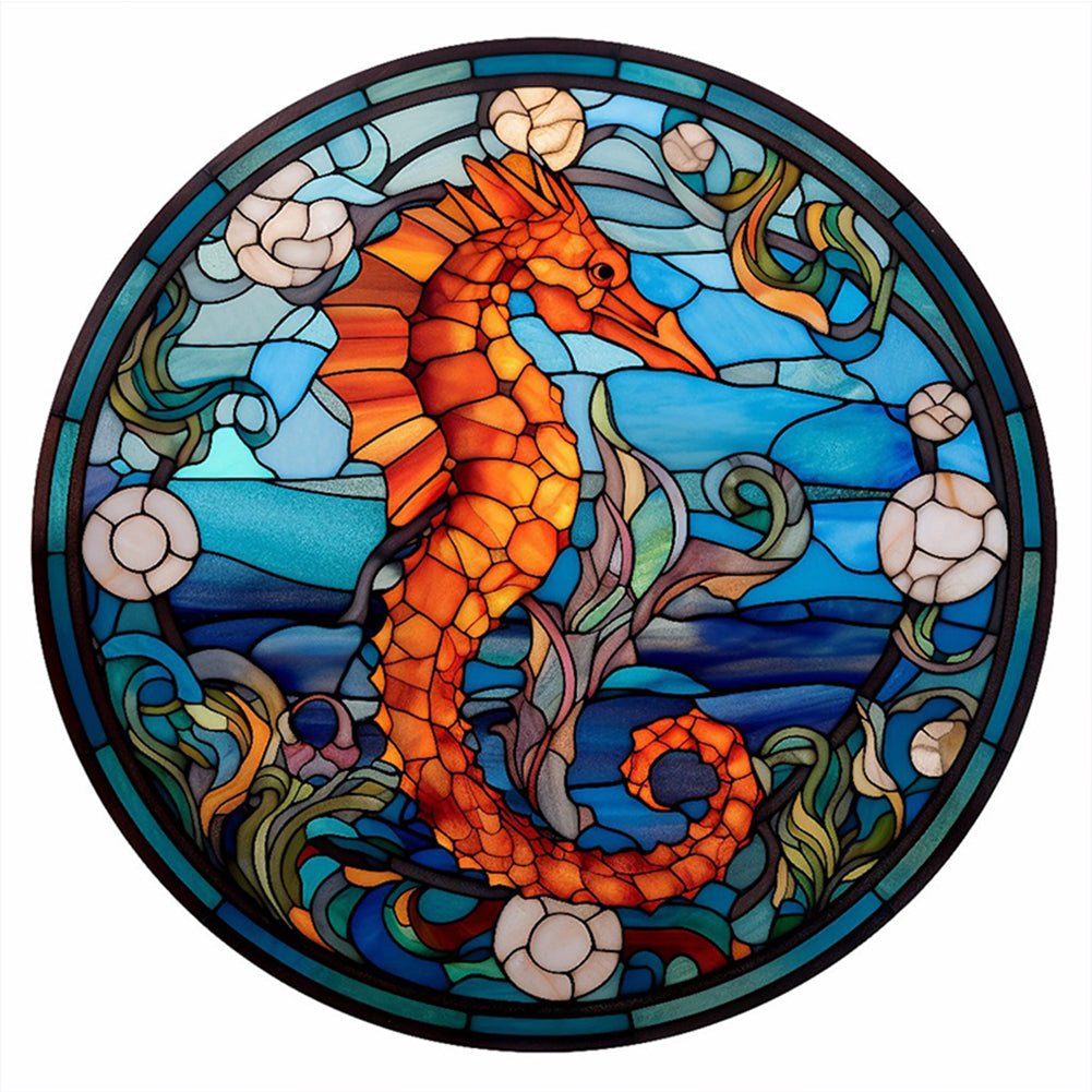 Glass Painting-Seahorse - 18CT Stamped Cross Stitch 20*20CM