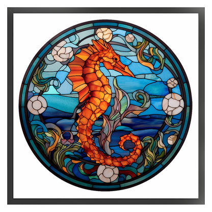 Glass Painting-Seahorse - 18CT Stamped Cross Stitch 20*20CM