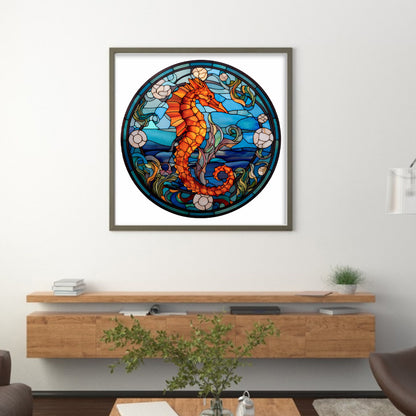 Glass Painting-Seahorse - 18CT Stamped Cross Stitch 20*20CM