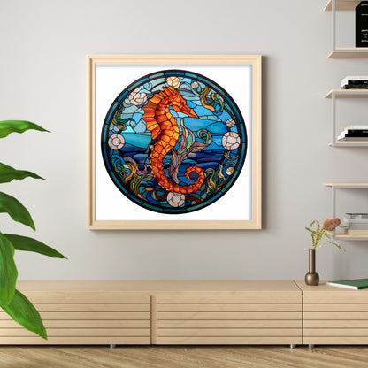 Glass Painting-Seahorse - 18CT Stamped Cross Stitch 20*20CM