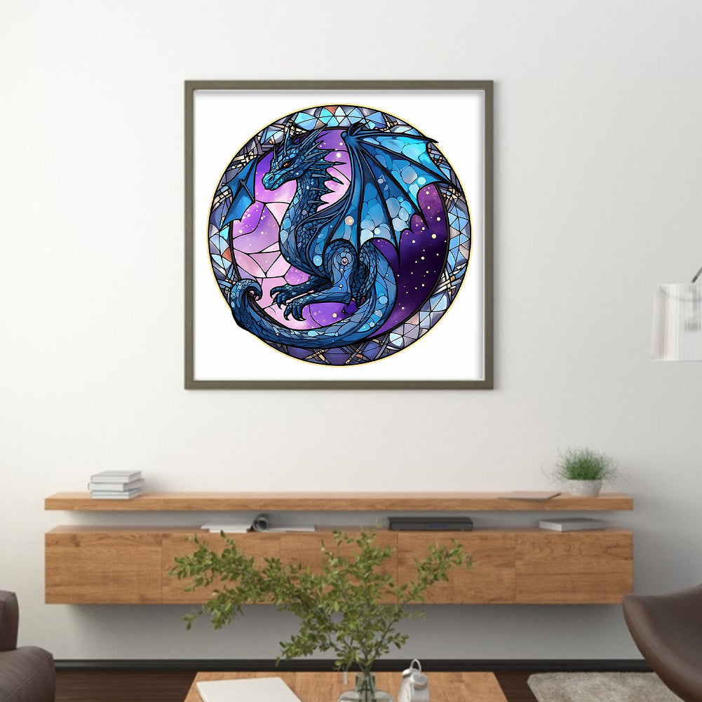 Glass Painting-Pterosaur - 18CT Stamped Cross Stitch 20*20CM