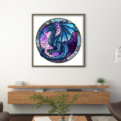 Glass Painting-Pterosaur - 18CT Stamped Cross Stitch 20*20CM