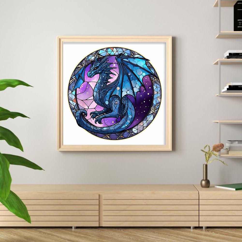 Glass Painting-Pterosaur - 18CT Stamped Cross Stitch 20*20CM