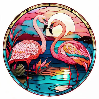 Glass Painting-Flamingo - 18CT Stamped Cross Stitch 20*20CM