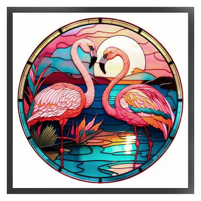 Glass Painting-Flamingo - 18CT Stamped Cross Stitch 20*20CM