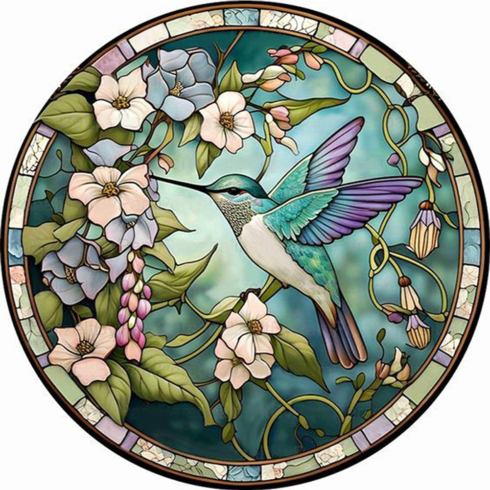 Glass Painting-Hummingbird - 18CT Stamped Cross Stitch 20*20CM