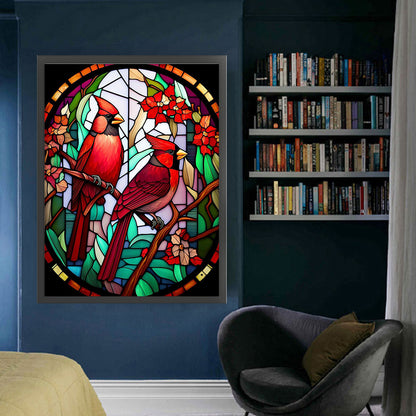 Glass Painting-North American Red Bird - 11CT Stamped Cross Stitch 50*65CM