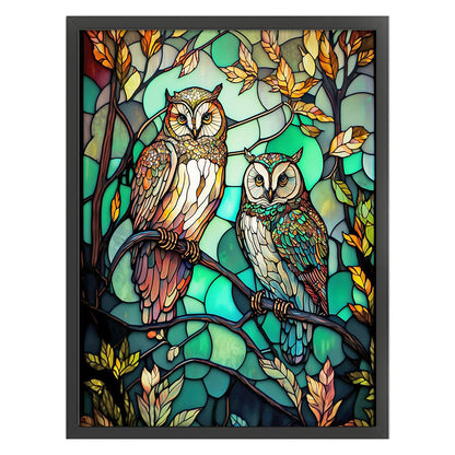 Glass Painting-Owl - 11CT Stamped Cross Stitch 50*65CM