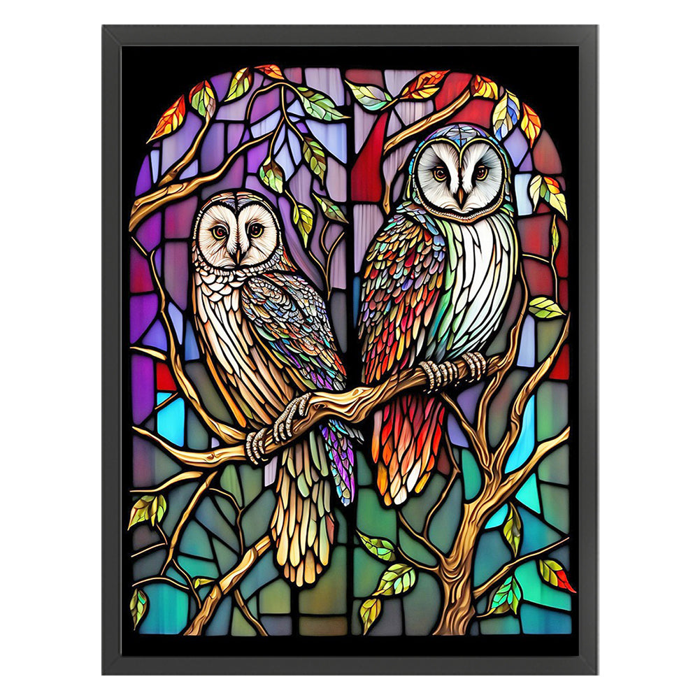 Glass Painting-Owl - 11CT Stamped Cross Stitch 50*65CM