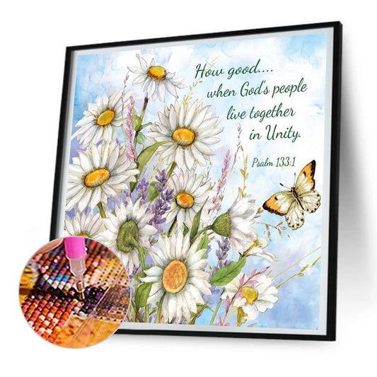 Flower Calligraphy And Painting - Full Round Drill Diamond Painting 30*30CM