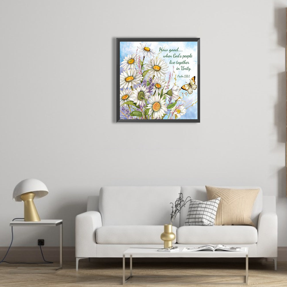 Flower Calligraphy And Painting - Full Round Drill Diamond Painting 30*30CM