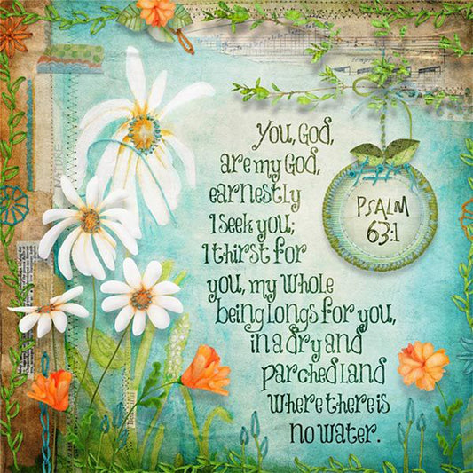 Flower Calligraphy And Painting - Full Round Drill Diamond Painting 30*30CM