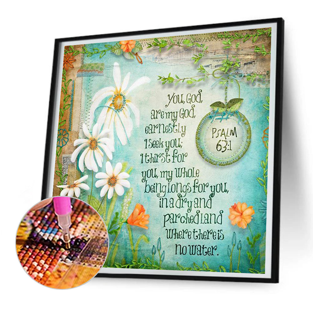 Flower Calligraphy And Painting - Full Round Drill Diamond Painting 30*30CM