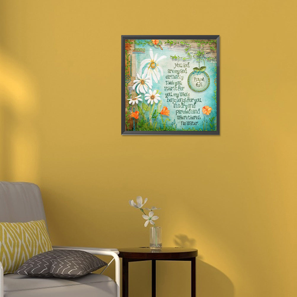 Flower Calligraphy And Painting - Full Round Drill Diamond Painting 30*30CM