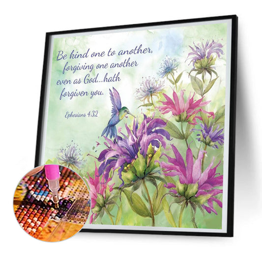 Flower Calligraphy And Painting - Full Round Drill Diamond Painting 30*30CM