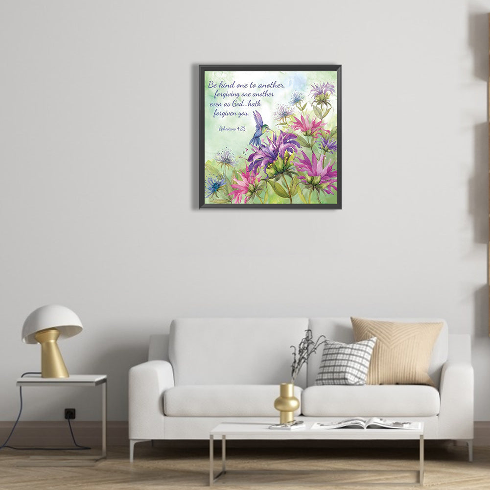 Flower Calligraphy And Painting - Full Round Drill Diamond Painting 30*30CM