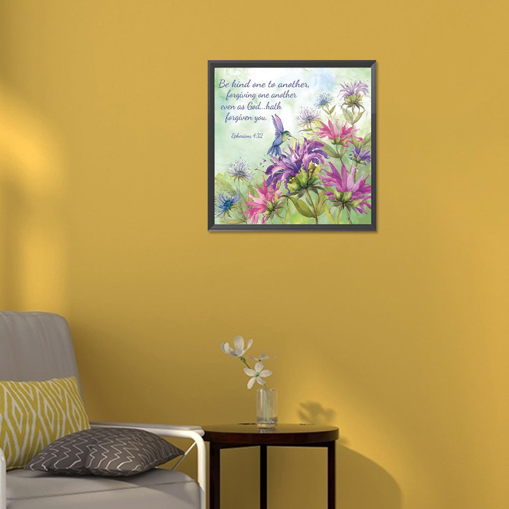 Flower Calligraphy And Painting - Full Round Drill Diamond Painting 30*30CM