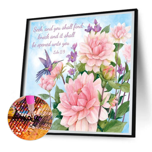 Flower Calligraphy And Painting - Full Round Drill Diamond Painting 30*30CM