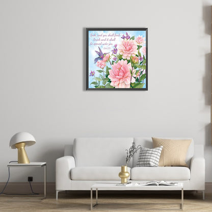 Flower Calligraphy And Painting - Full Round Drill Diamond Painting 30*30CM