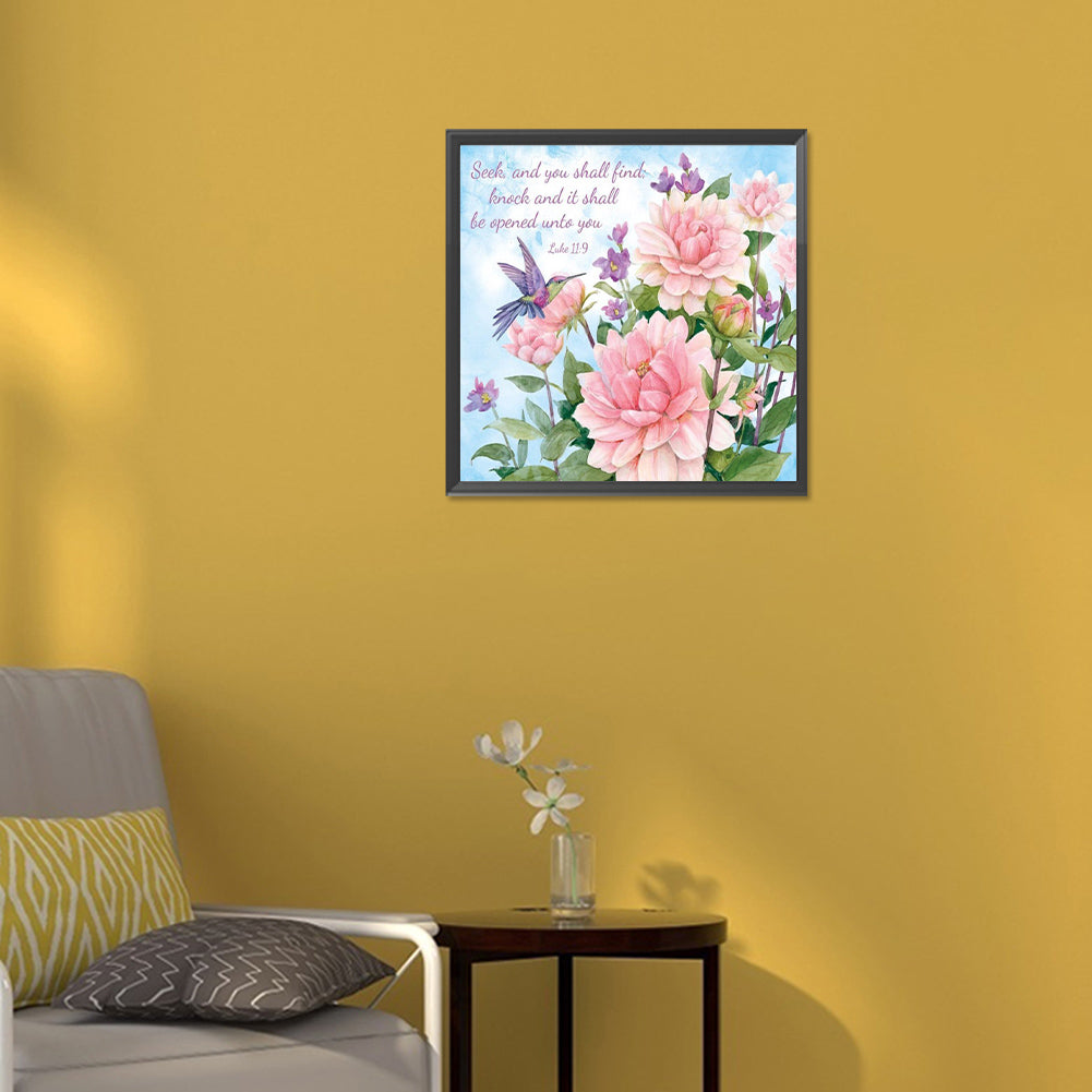 Flower Calligraphy And Painting - Full Round Drill Diamond Painting 30*30CM