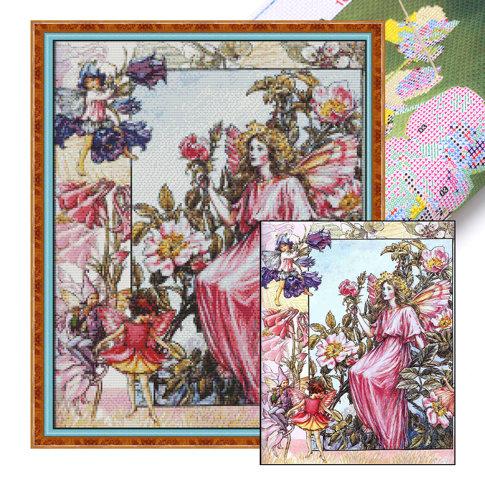 Wild Rose Fairy - 11CT Stamped Cross Stitch 50*60CM