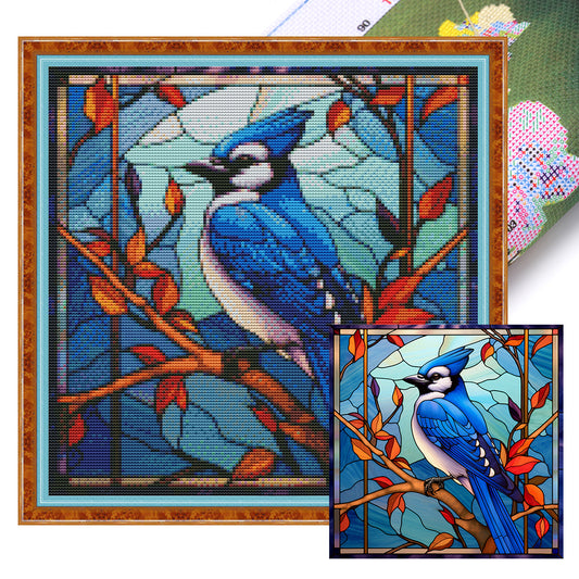 Glass Painting-Bird - 11CT Stamped Cross Stitch 40*40CM