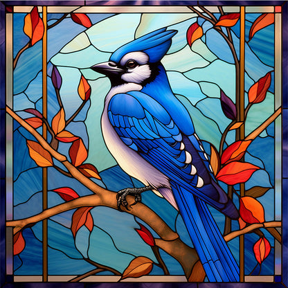 Glass Painting-Bird - 11CT Stamped Cross Stitch 40*40CM