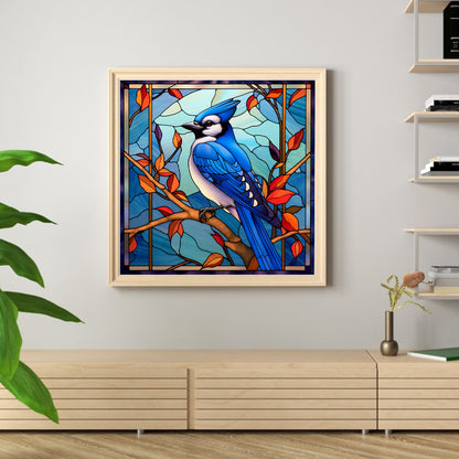 Glass Painting-Bird - 11CT Stamped Cross Stitch 40*40CM