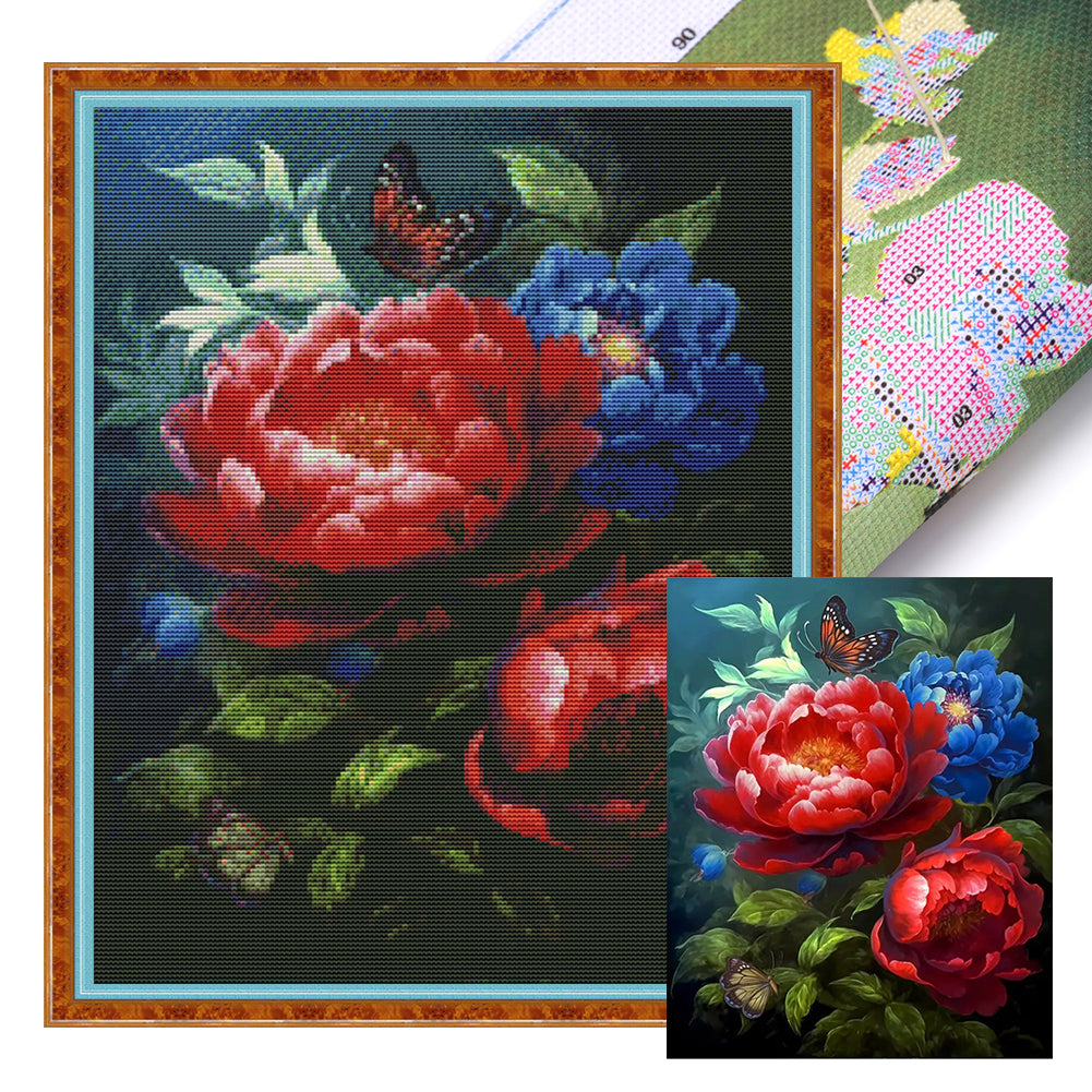 Peony - 11CT Stamped Cross Stitch 40*50CM