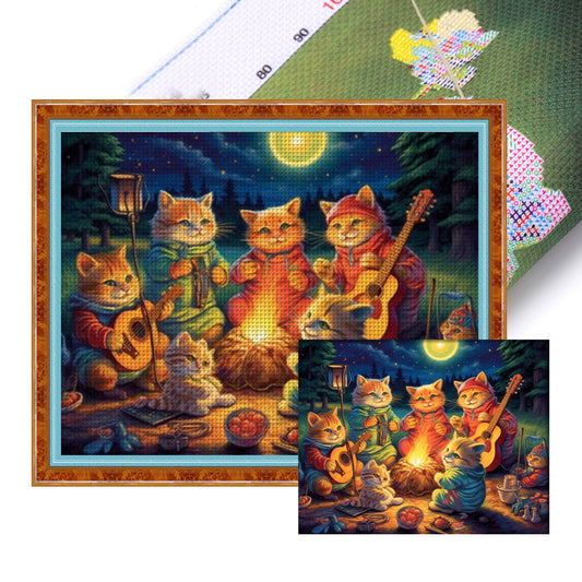 Cat Family - 11CT Stamped Cross Stitch 50*40CM