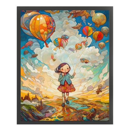 Little Girl And Balloon - 11CT Stamped Cross Stitch 40*53CM