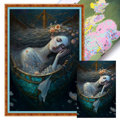 Girl In Sleep - 11CT Stamped Cross Stitch 50*70CM