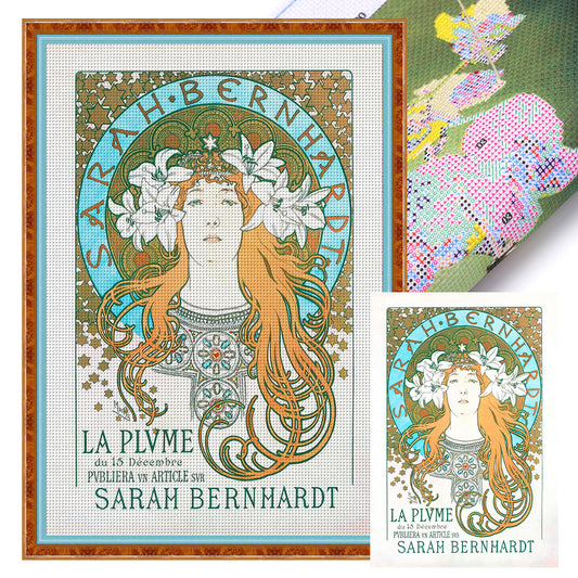 Mucha-Sarah Bernhardt - 11CT Stamped Cross Stitch 50*70CM