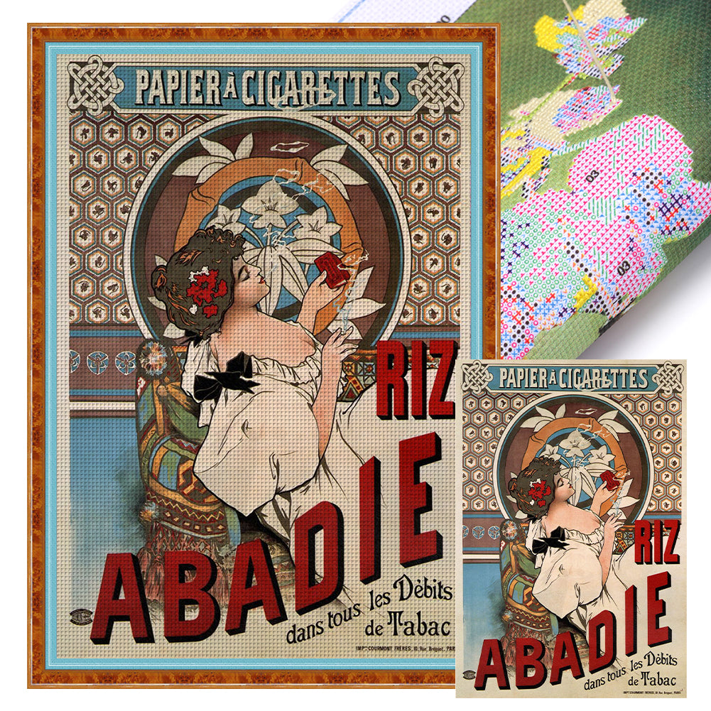 Advertising Woman - 11CT Stamped Cross Stitch 50*70CM