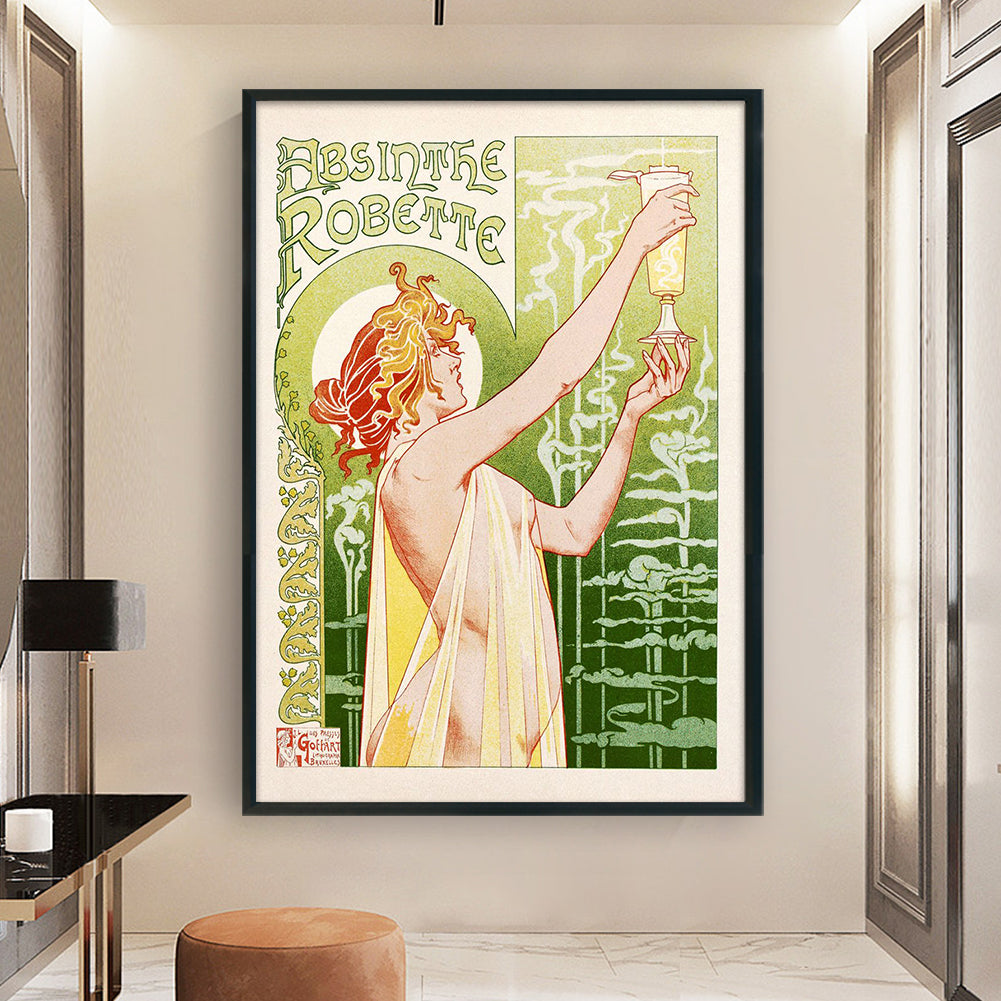 Drink Advertising Woman - 11CT Stamped Cross Stitch 50*70CM