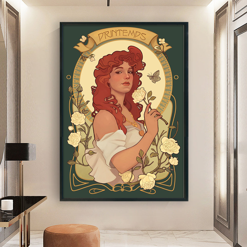 Spring Woman - 11CT Stamped Cross Stitch 50*70CM