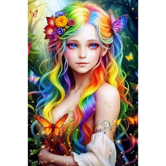 Rainbow Girl - 11CT Stamped Cross Stitch 50*75CM