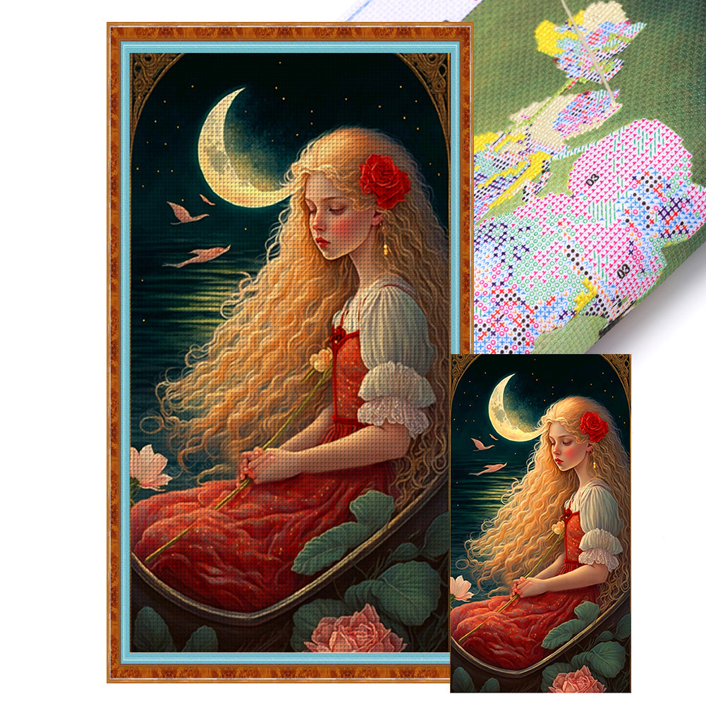 Moon Girl - 11CT Stamped Cross Stitch 50*90CM