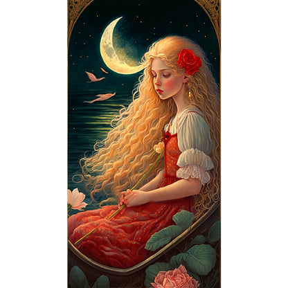 Moon Girl - 11CT Stamped Cross Stitch 50*90CM