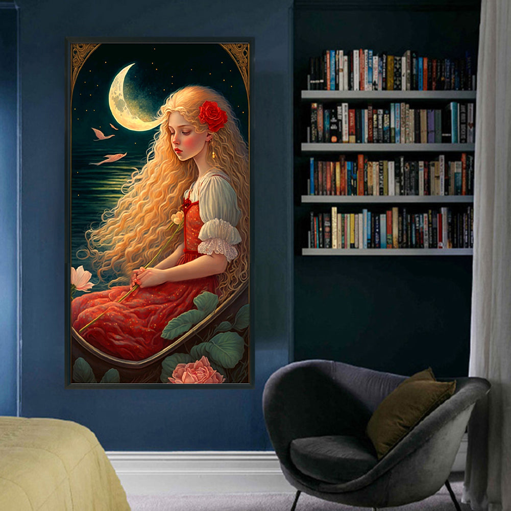 Moon Girl - 11CT Stamped Cross Stitch 50*90CM