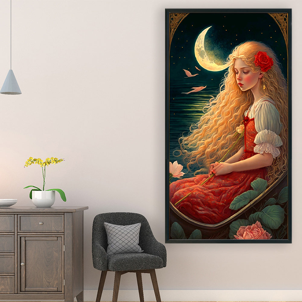 Moon Girl - 11CT Stamped Cross Stitch 50*90CM