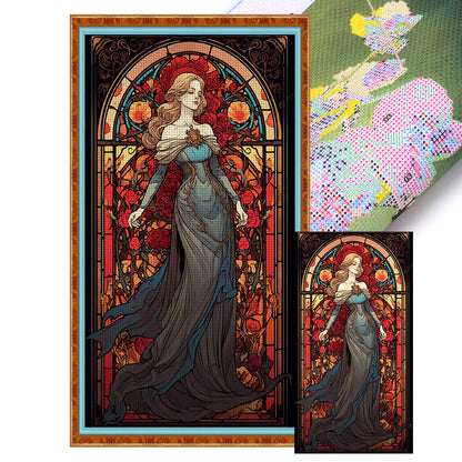 Glass Painting-Beauty - 11CT Stamped Cross Stitch 50*87CM