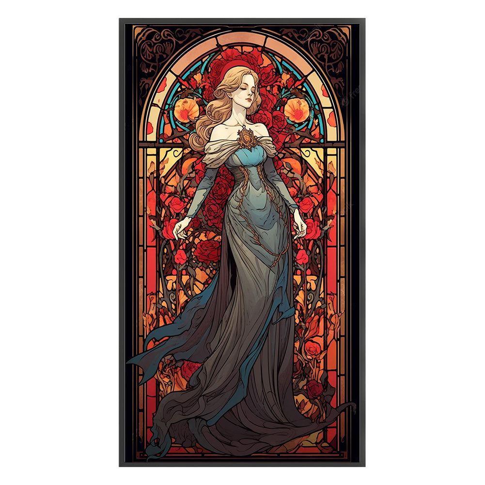 Glass Painting-Beauty - 11CT Stamped Cross Stitch 50*87CM