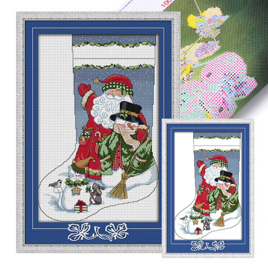 Christmas Socks - 16CT Stamped Cross Stitch 30*43CM(Joy Sunday)